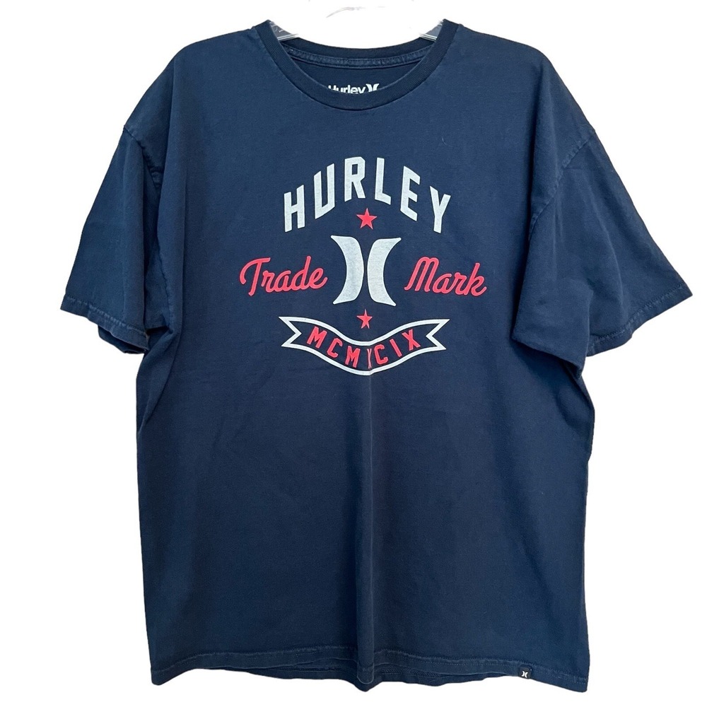 Hurley Tshirt AdultXL Black Graphic Crew Neck Short Slv Active Preppy Skateboard